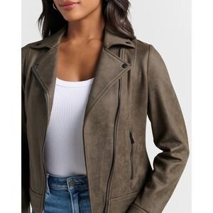 Liverpool Motorcycle Jacket Women Olive Green Size XL  Stretch Moto Biker